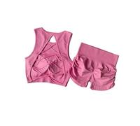 YUSUZH Conjunto de Traje Deportivo for Mujer, con Copa integrada, Parte atrás Bonita, Pantalones Cortos for Levantar glúteos, Sujetadores, Chaleco, 1 Juego para Mujer(Pink,S)