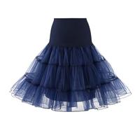 YUSUZH Enagua for mujer, 65 cm, largo hasta la rodilla, for boda, 3 capas, abullonada, noche, vintage, tutú, crinolina retro para Mujer, Estilo Corto(Dark blue,XL)