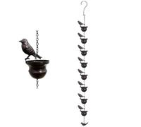 YUSUZH Herramienta de Bajada Metal for Lluvia, 2 uds., 60/80/100, Cadenas Hierro Creativas for pájaros for canalones, decoración Techo al Aire Libre para Balcón,Patio(100cm 8pcs Birds)