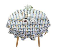 YUSUZH Mantel Redondo de Lino y algodón, Mantel Lavable for Banquete Hotel, Cubierta Mesa for Fiesta Boda, decoración del hogar para Terraza(Blue,150CM)