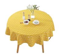 YUSUZH Mantel Redondo de Lino y algodón, Mantel Lavable for Banquete Hotel, Cubierta Mesa for Fiesta Boda, decoración del hogar para Terraza(Yellow,120CM)