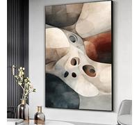 YUSUZHU Cuadro de lienzo con formas abstractas, decoración en tonos neutros, arte contemporáneo, paleta de colores tierra, pintura sobre lienzo texturizada (80x120cm/sin marco)