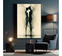 YUSUZHU Cuadro decorativo para el hogar, impresión en lienzo con dibujo de almas gemelas: arte de pared surrealista de pareja para decoración de fantasía, pósteres impresos (80 x 120 cm/sin marco)