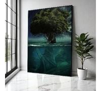 YUSUZHU Cuadro del Árbol de la Vida, Arte Mural de Naturaleza Surrealista, Escena Subacuática y Forestal, Lienzo de Paisaje Fantástico, Decoración del Hogar, Impresión (50 x 70 cm/Sin Marco)