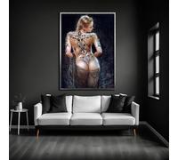 YUSUZHU Cuerpo desnudo sexy, póster desnudo, lienzo de cuerpo femenino, lienzos para pared, pintura de chica, arte de pared para dormitorio, pósteres de mujer (50 x 70 cm, con marco)