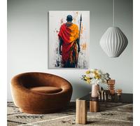 YUSUZHU Imágenes abstractas de guerreros tribales, arte mural con figuras masái, lienzo de cultura africana, pintura étnica colorida, decoración del hogar (80 x 120 cm/sin marco)