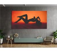 YUSUZHU Lámina artística de mujer al atardecer: arte romántico, desnudo, decoración de pared contemporánea, lienzo - Cuadros para dormitorio (90 x 180 cm, con marco)