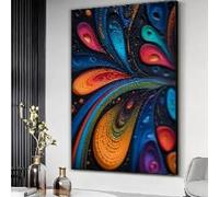 YUSUZHU Lienzo abstracto con remolinos coloridos, arte mural moderno con textura, decoración para el hogar, lámina de arte contemporáneo, cuadro listo para colgar (50x70cm/sin marco).