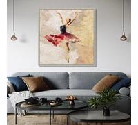 YUSUZHU Lienzo abstracto de bailarina de ballet, pintura de danza, arte de ballet con falda roja, decoración del hogar, pósteres inspiradores (45 x 45 cm/sin marco)