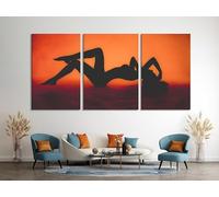 YUSUZHU Lienzo artístico - Impresión artística de mujer al atardecer - Arte romántico, Desnudo, Decoración de pared contemporánea, Cuadros en lienzo para dormitorio (70 x 100 cm x 3 cm, con marco)