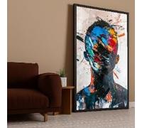 YUSUZHU Lienzo con retrato abstracto y colorido, arte mural de expresionismo moderno, pintura facial sobre lienzo, pósteres de decoración de arte contemporáneo (80x150cm/sin marco)