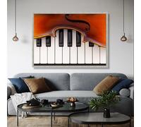 YUSUZHU Lienzo con teclas de violín o piano, instrumento musical, decoración de pared, decoración de música clásica, impresión de lienzo para sala de música (70 x 100 cm/sin marco)