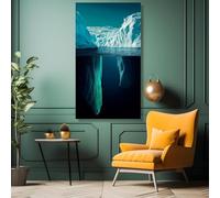 YUSUZHU Lienzo con vista dividida de un iceberg ártico, arte mural de un glaciar submarino, paisaje oceánico, pósteres de decoración para el hogar con hielo azul (30 x 40 cm/sin marco)