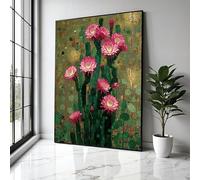 YUSUZHU Lienzo de cactus en flor, pared de flores rosas, impresión botánica, decoración floral del desierto, pósteres verdes, decoración del hogar, pintura (30 x 40 cm/sin marco)