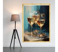 YUSUZHU Lienzo decorativo con elegantes copas de vino, pintura abstracta moderna, bodegón con bebida dorada, pósteres de decoración contemporánea para el hogar (30 x 40 cm/sin marco)