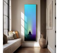 YUSUZHU Lienzo decorativo para estudio de yoga, arte de meditación alto y estrecho, decoración zen, pieza espiritual delgada, pintura mural vertical de Buda (70x210cm/marco interior)