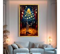 YUSUZHU Lienzo impreso de saxofón de jazz, arte de escenario de música en vivo, lienzo grande para pared, pieza de tamaño ideal para decoración de pared del hogar (60 x 105 cm/sin marco).