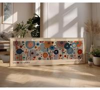 YUSUZHU Póster de la exposición Yayoi Kusama: lienzo largo y estrecho, colorido, para pared, gran tamaño, horizontal, para decoración de habitación infantil, imagen apaisada (50 x 150 cm/sin marco)
