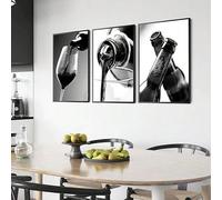 YUSUZHU Póster decorativo de cocina con temática de cerveza, vino y bebidas, cuadro en lienzo blanco y negro para carrito de bar, ideal para comedor o restaurante (70x90cmx3/Sin marco)