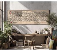 YUSUZHU Pósteres inspirados en Yayoi Kusama: Cuadros abstractos panorámicos para pared, impresiones grandes en lienzo beige y negro (70 x 210 cm/marco interior)