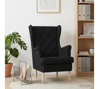 YUTAASU Moderna silla de tela negra para dormitorio | Mid Century Style, almohadillas extraíbles, patas de madera de goma, marco robusto para sala de estar