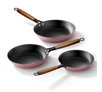 YUTANN Sartén de 3 Piezas (20/24/28 cm), Sartenes Antiadherentes con Mango de Madera Extraíble, Apta para Todo Tipo de Cocinas, Materiales Seguros y Fácil de Limpiar, Libre de PFAS/PFOA