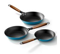 YUTANN Sartén de 3 Piezas (20/24/28 cm), Sartenes Antiadherentes con Mango de Madera Extraíble, Apta para Todo Tipo de Cocinas, Materiales Seguros y Fácil de Limpiar, Libre de PFAS/PFOA