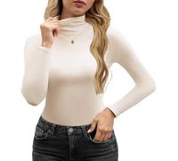 Yutdeng Camiseta Térmica Cuello Alto Mujer Camisetas Manga Larga Elegante Camiseta Interior Cálida Ligera Suave Ropa Interior Termica Ajustada Jersey Cuello Vuelto T Shirt Basica Top Otoño Invierno