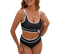 Yutdeng Conjunto de Bikini Mujer Deportivo Traje de Baño de Dos Piezas Push Up Bikinis Mujer Cintura Alta Bañadores Control de Vientre Ropa de Baño Bikini Top Relleno Braga Alta Bañador Playa Natacion