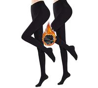 Yutdeng Medias Térmicas para Mujer Invierno Forro Polar Color Carne Nergo Leotardos Termicos Pantimedias Medias Tallas Grandes Pantis Invierno, Negro 2pcs, L-XL