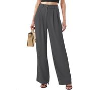 Yutdeng Pantalones Mujer Anchos Verano Pantalon Oficina Cintura Alta Pierna Recta Pantalones Negocios Casual Palazzo Pantalones Mujer Vestir Elegante Pantalón Trabajo Largos Elástico Pants Drapeado