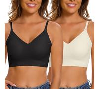 Yutdeng Sujetador sin Espalda Sujetadores Mujer sin Aros Push Up con Relleno Multiposicion Sujetador Espalda Descubierta Sujetador Espalda Baja Invisible sin Costuras Bralette Mujer,Negro+Beige,S