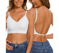 Yutdeng Sujetador sin Espalda Sujetadores Mujer sin Aros Push Up con Relleno Multiposicion Sujetador Espalda Descubierta Sujetador Espalda Baja Invisible sin Costuras Bralette Mujer,Blanco,XL