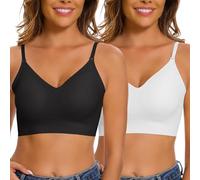 Yutdeng Sujetador sin Espalda Sujetadores Mujer sin Aros Push Up con Relleno Multiposicion Sujetador Espalda Descubierta Sujetador Espalda Baja Invisible sin Costuras Bralette Mujer,Negro+Blanco,L