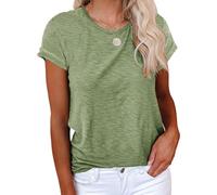 Yutila Pack de 1/2 Camisetas Manga Corta Mujer,Top de Verano con Cuello Redondo,Blusa Básica de Algodón,Color Liso,Suave y Transpirable