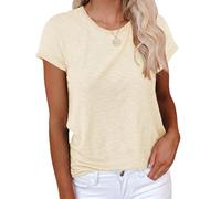 Yutila Pack de 1/2 Camisetas Manga Corta Mujer,Top de Verano con Cuello Redondo,Blusa Básica de Algodón,Color Liso,Suave y Transpirable