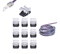 YUTOKEER Conector LED para tira LED no impermeable de 5 pines de 12 mm RGBW-RGBWW-5050, conexión rápida de tira a cable sin pelar, incluye cable de extensión de 6,56 pies 20 AWG (10 unidades)