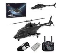 YUTT Helicóptero a escala 1/34 AW-911 Aiirwolf RC, modelo de helicóptero militar Flybarless RC de 2.4G 9CH con modo de acrobacias 6G/3D y posicionamiento GPS (versión RTF/modo 1/modo 2 conmutable)