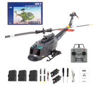 YUTT Helicóptero RC C032 UH-1 a escala 1/48, 2.4G 6CH 6-Axis Gyro Flybarless RC Helicóptero, 3D 6G Stunt Brushless Airpalne con retención de altitud, flujo óptico y flotando