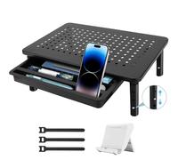 YUTUY Soporte para Monitor,Soporte Monitor Escritorio,Portátil con Cajón,Elevador de Monitor para PC Escitorio,Ordenador Portátiles,Impresoras,Elevador Monitor de Metal Capacidad hasta 30kg