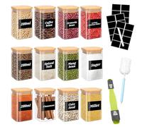 YUTUY Tarros de Cristal con Tapa 12pcs,280ml Botes, Tarros de Vidrio para Cocina, Almacenaje de Plástico para Especiarias, Azúcar, Té, Cereales