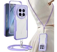 Yutwo - Carcasa para Honor Magic 8 Pro con cordón, funda de teléfono transparente a prueba de golpes de 360 grados para Honor Magic 8 Pro con collar, almohadilla extraíble y gancho de funda, color