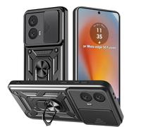 Yutwo Carcasa para Motorola Edge 50 Fusion con Protección de la Cámara, Cubierta Deslizante y Soporte de Anillo - Negro