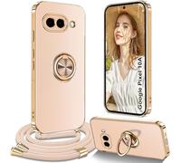 Yutwo Funda con Cuerda para Google Pixel 10A, Carcasa para Google Pixel 10A con Correa Colgante Ajustable Collar de Cuello con Anillo Soporte Funda con Cordón, Rosa