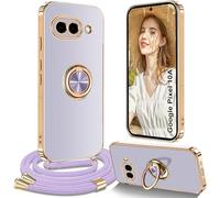 Yutwo Funda con Cuerda para Google Pixel 10A, Carcasa para Google Pixel 10A con Correa Colgante Ajustable Collar de Cuello con Anillo Soporte Funda con Cordón, Morado