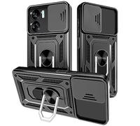 Yutwo Funda para Honor 90 Lite Carcasa, Protección de la Cámara Carcasa con Cubierta de Cámara Deslizante y Soporte de Anill Anti-Choque Anti-arañazos Carcasa para Honor 90 Lite - Negro