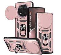 Yutwo Funda para Honor Magic 7 Lite 5G, Protección de la Cámara Carcasa con Cubierta de Cámara Deslizante y Soporte de Anill Carcasa para Honor Magic 7 Lite 5G, Rosa