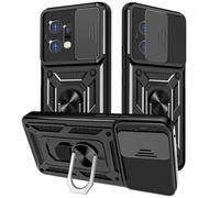 Yutwo Funda para Motorola Edge 50 Pro Carcasa, Protección de la Cámara Carcasa con Cubierta de Cámara Deslizante y Soporte de Anill Silicone Anti-arañazos Carcasa para Motorola Edge 50 Pro - Negro