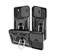 Yutwo Funda para OPPO A54S, Funda para OPPO A16S/A16 Antigolpes Carcasa Cubierta de cámara Deslizante Proteger 360 Full Protección Anillo Soporte Bumper Funda para OPPO A54S/A16S/A16 -Negro