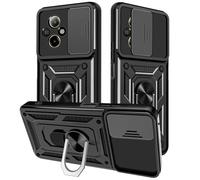 Yutwo Funda para OPPO Realme C67 4G Carcasa, Protección de la Cámara Carcasa con Cubierta de Cámara Deslizante y Soporte de Anill Anti-Choque Anti-arañazos Carcasa para Realme C67 4G - Negro